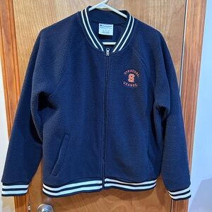 Syracuse University Champion Navy and Orange Varsity Jacket with White Accents